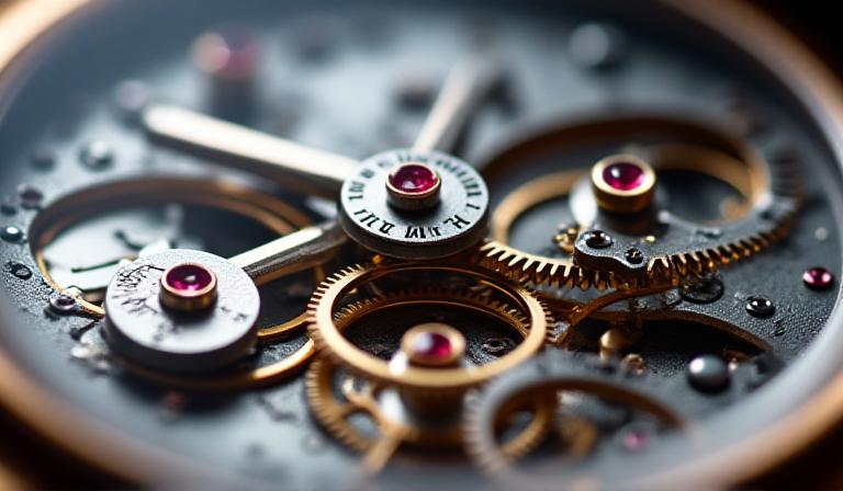 Close-up van een mechanisch horloge uurwerk